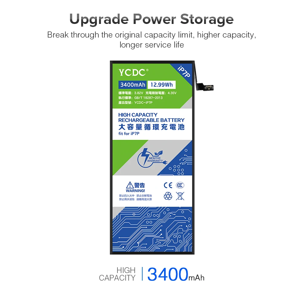 3,82 V 3400mAh YCDC батарея для iPhone 7 Plus 7 Plus Мобильный телефон высокое качество Реальная емкость внутренний телефон Bateria Бесплатные инструменты