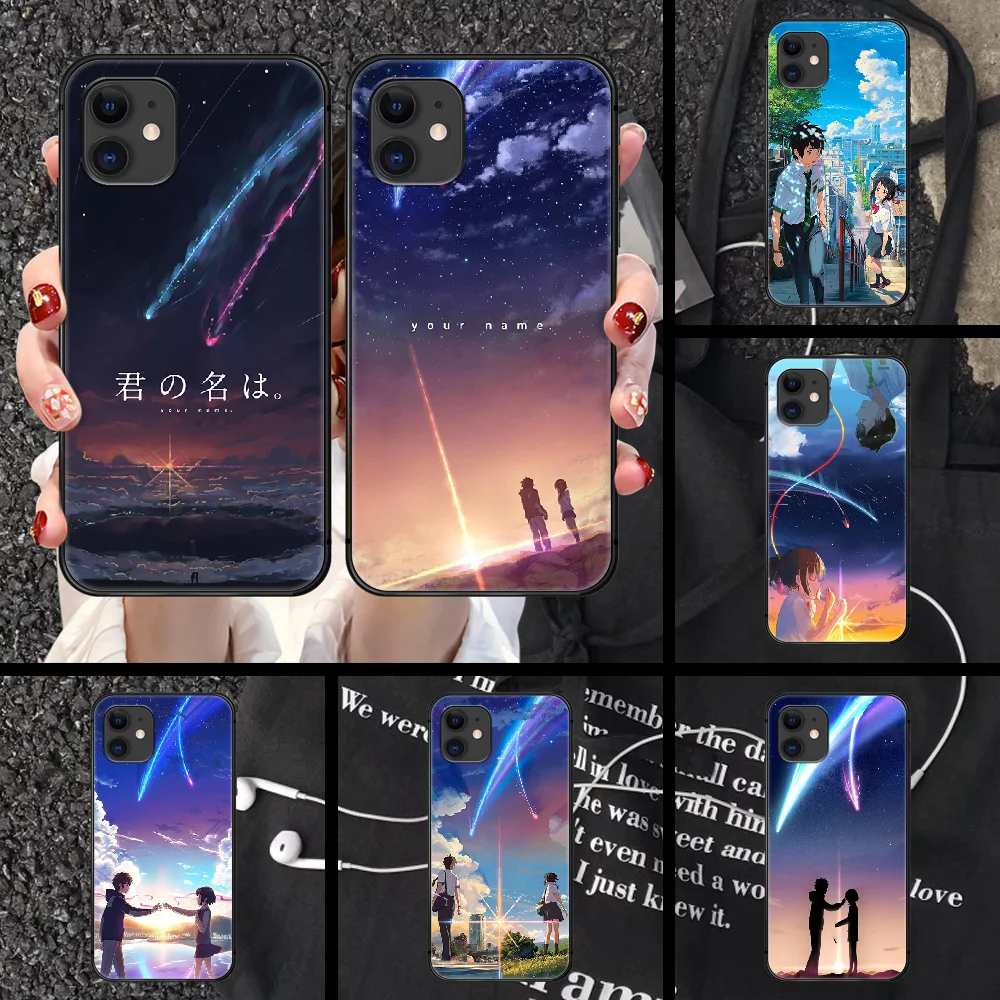 Kiminonawa ваше имя аниме чехол для телефона iphone 5 6 7 8 S SE plus X XS XR 11 12 mini Pro Max 2020 черный Etui