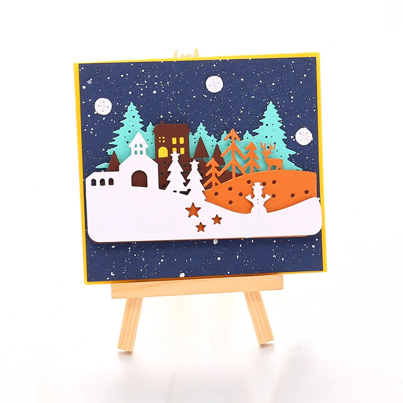 Kokorosa Merry Christmas Dies House Tree металлические Вырубные штампы новые для изготовления открыток Скрапбукинг тиснение трафарет ремесло штампы