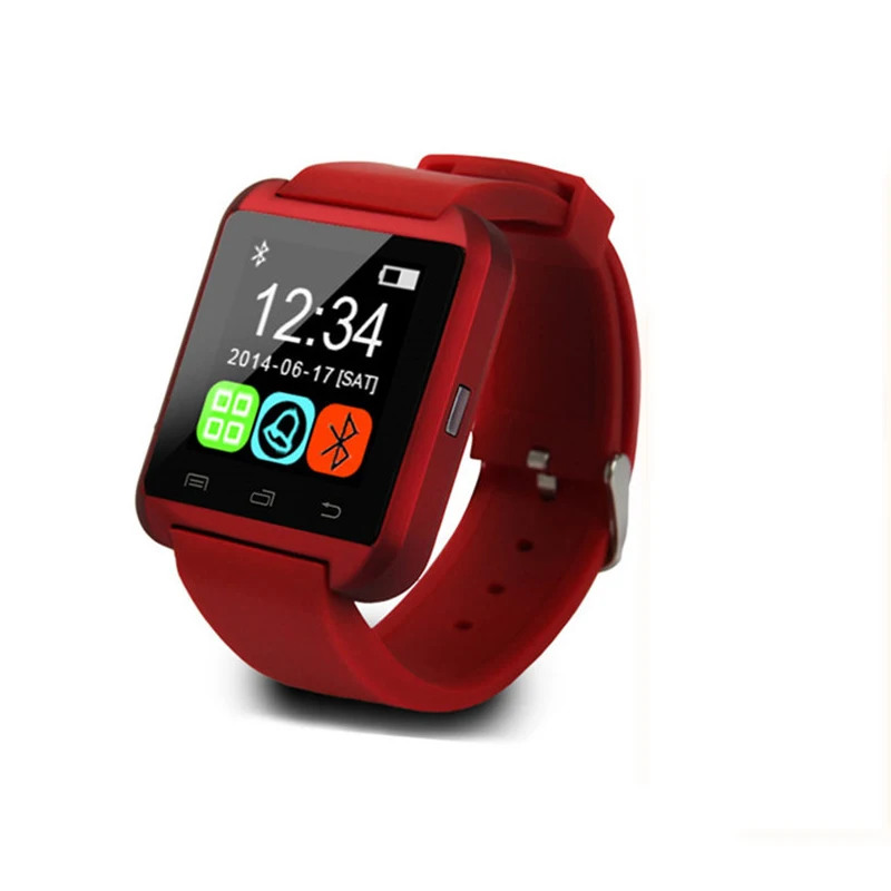 Красный Bluetooth Смарт часы U8 для мужчин и женщин спортивная Электроника Smartwatch с камерой Whatsapp для Android Поддержка SIM TF карты водонепроницаемый - Цвет: Красный