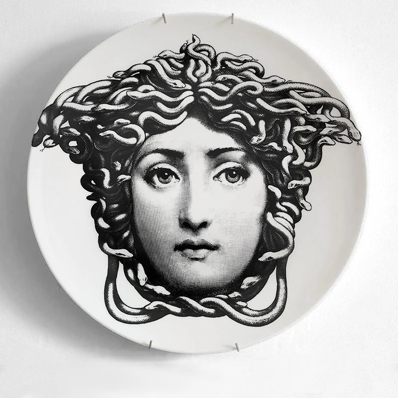 32 Топ Моды Milan rosenthal Piero fornasetti тарелки цвет черный и белый иллюстрации подвесные блюда образец комнаты/дома/отеля украшения - Цвет: 32