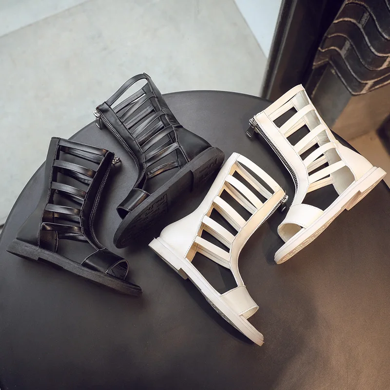 

2019 Summer New Style GIRL'S Sandals Front Zipper Boots Anti-slip Two-color GIRL'S Shoes Summer Big Boy Princess Shoes