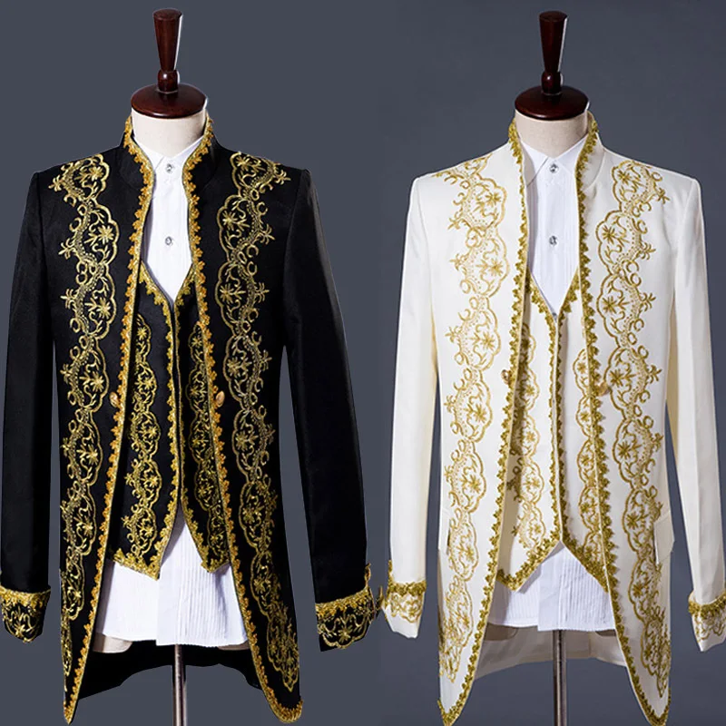 

2019 New Style Palace Style Men Swallow Tail Formal Dress Men Suit Three-piece Set Europe And America Opera Stage Costume