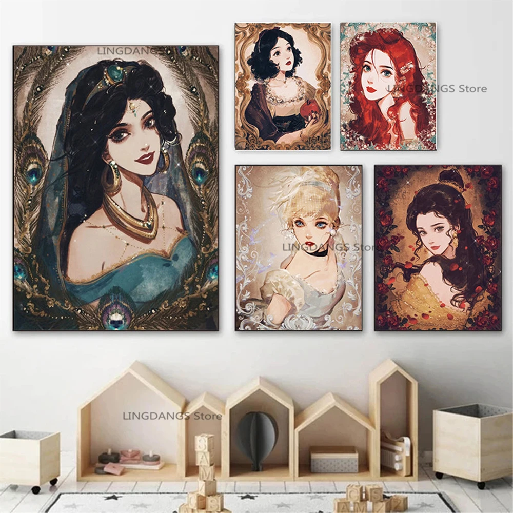美女と野獣のディズニープリンセス5ddiyダイヤモンド絵画 ヴィンテージ刺繍モザイク クロスステッチ 家の装飾キット ギフト Aliexpress ホーム ガーデン