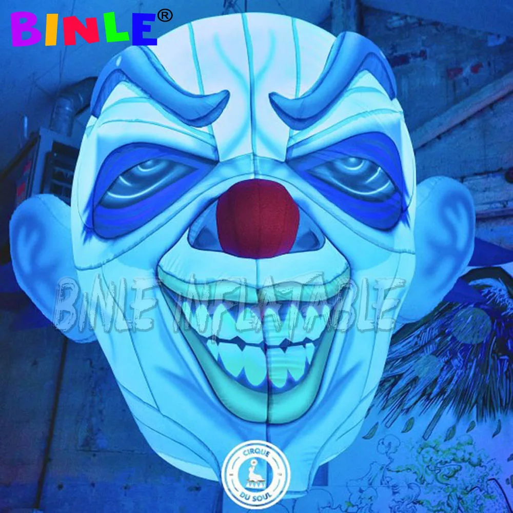 Indoor outdoor inflatable halloween party decoration inflatable mask/face with lights for decor