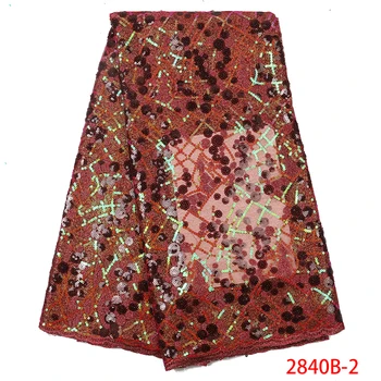 

2019 Hot Sales African Sequin Lace Fabric High Quality Organza Lace Fabric Burnt Orange Lace for Party Dress AMY2840B