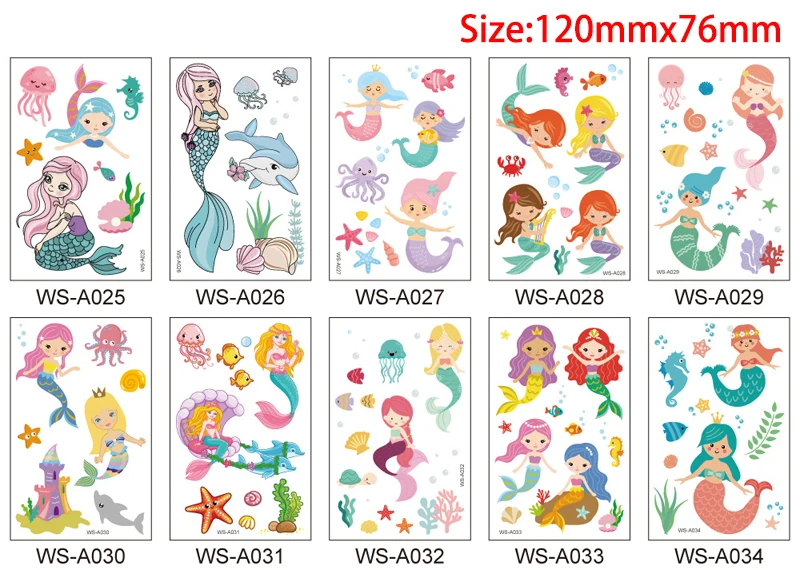 12x7.6cm Cartoon Cute Tattoo Design for Woman Man Kid Football Space Heart Sea Animal Bear Mermaid Sticker Temporary Body Tattoo (4)
