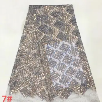

2020 Silver LACE Newest French Tulle Lace Fabric Latest African Lace Fabric High Quality Sequins Lace Nigeria Wedding Dress Sew