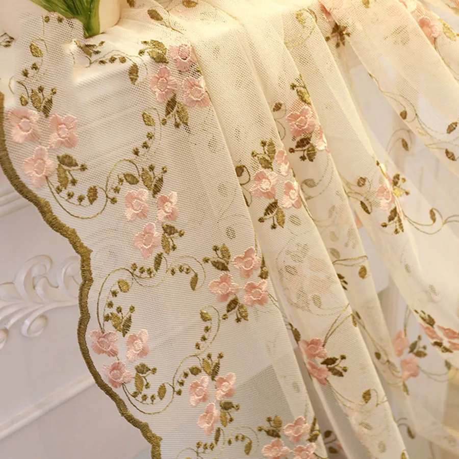 Корейский пасторальный Элегантный свежий розовый цветок вышивка спальня отвесные шторы сетки тюль шторы для гостиной wp366#5