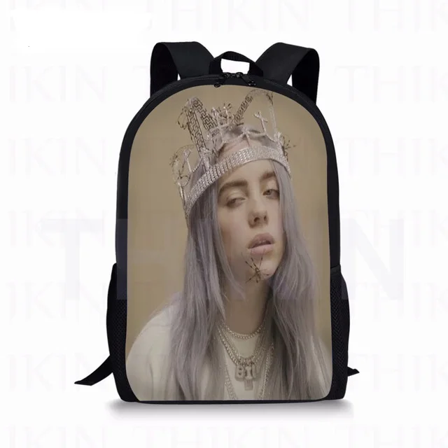 17 дюймов Billie Eilish школьные сумки с принтом для студентов, детские сумки для девочек, популярный Повседневный Рюкзак, детский Ранец на плечо на заказ - Цвет: as pictures
