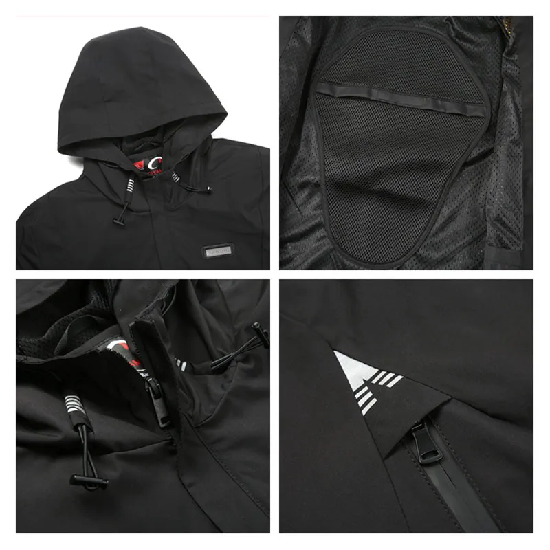 Black motorcycle jackets men's waterproof CE protection motorbike racing jacket reflective motocross clothing chaqueta moto coat