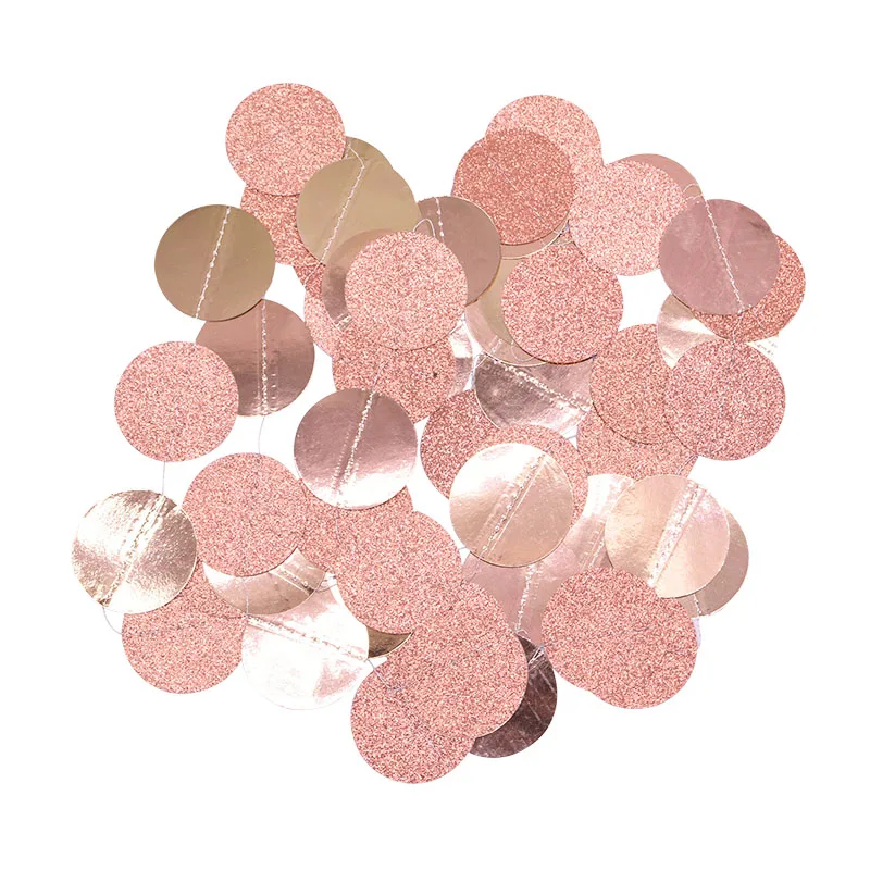 B05 rose gold 4M гирлянда в горошек с блестящей бумагой, круглая гирлянда для свадьбы, дня рождения, вечеринки, украшение дома, декор для комнаты, праздничная поставка - Цвет: B05 rose gold