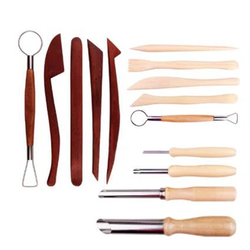 

Wood Handle Pottery Set Pottery Clay Smoothing Polymer Shapers Wax Carving Sculpt Ceramic Tools Rock Painting Kit