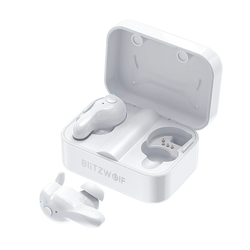 Blitzwolf bluetooth V5.0 TWS беспроводные наушники стерео наушники водонепроницаемый микрофон спортивные гарнитуры с зарядным устройством для телефона - Цвет: White