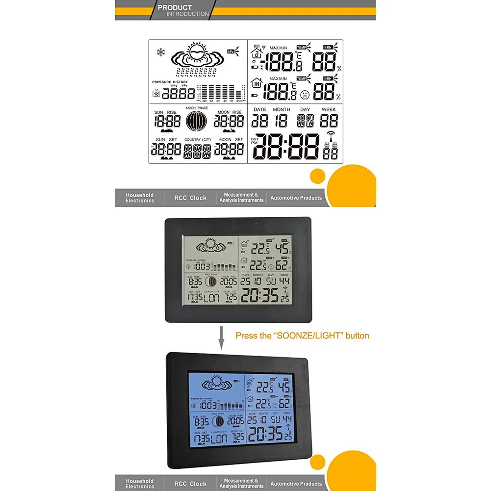 AOK 5019 гигрометр календарь для помещений и улицы Метеостанция беспроводной термометр инструмент часы с ЖК-дисплеем портативный тестер для офиса