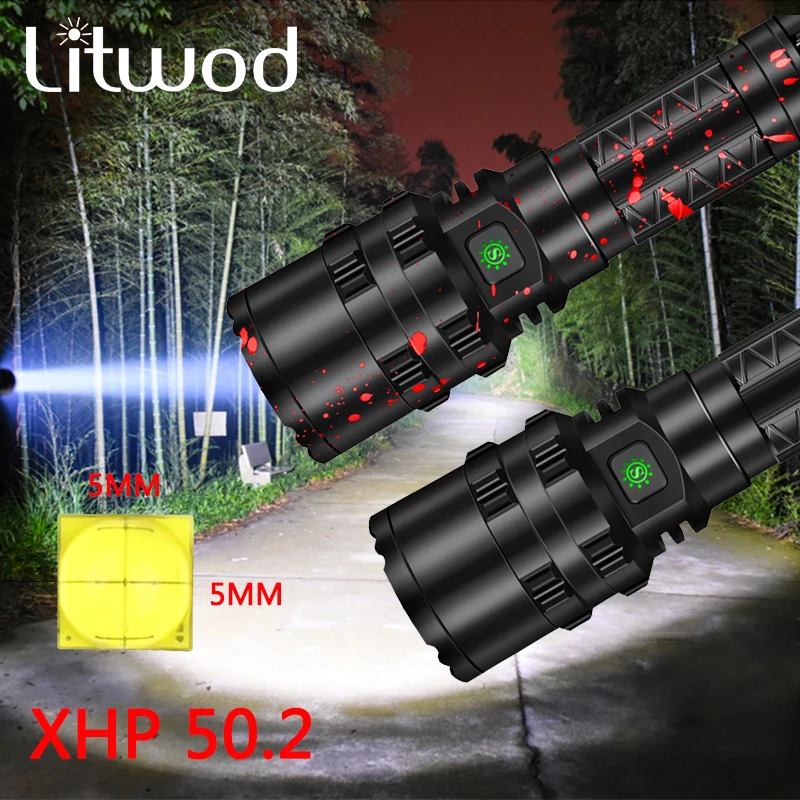 Светодиодный фонарик высокой мощности XHP50.2 Мощный тактический Алюминиевый
