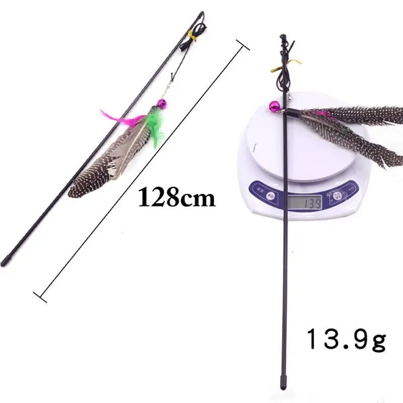 1Pc Cat Interactive Toy Stick Feather Wand With Small Bell Mouse Cage Toys Plastic Artificial Colorful Cat Teaser Toy Supplies