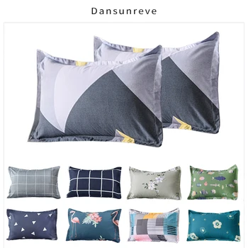 

Dansunreve 2pc 48cm*74cm Plaid Floral Print Cartoon Pillowcases Flamingo Pillow Cases Soft Home Textile Bedding Use