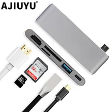 Ajiuyu USB 3,1 тип-c концентратор к HDMI адаптер 4K Thunderbolt 3 USB C концентратор с концентратором 3,0 TF считыватель SD карт слот PD для MacBook Pro/Air