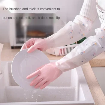 

Dishwashing Gloves Women's Waterproof Rubber Latex Cleaning Kitchen Durable Laundry Rubber Household Plastic Housework