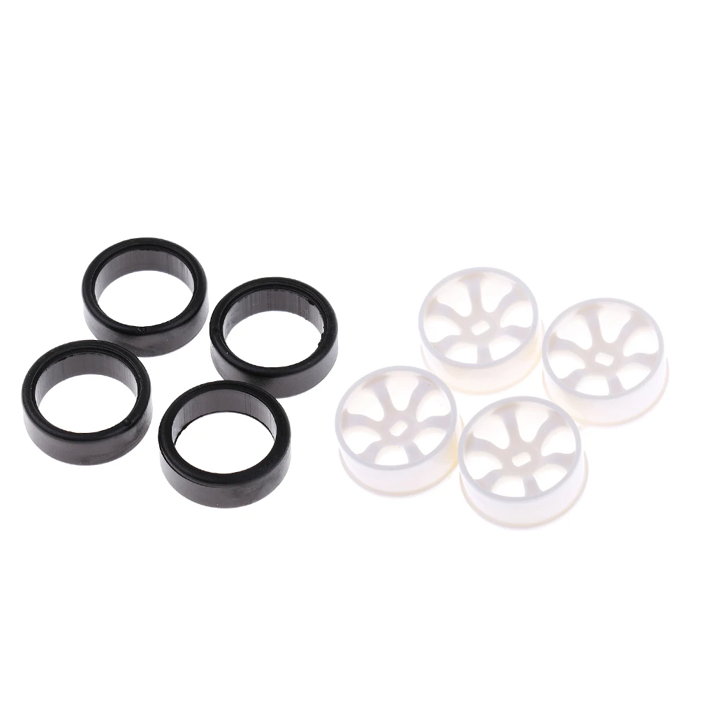 4pcs White Wheels + 4pcs Black Tires RC Accessories for WLtoys K969 K989 P929 1/28  Rally Model Cars
