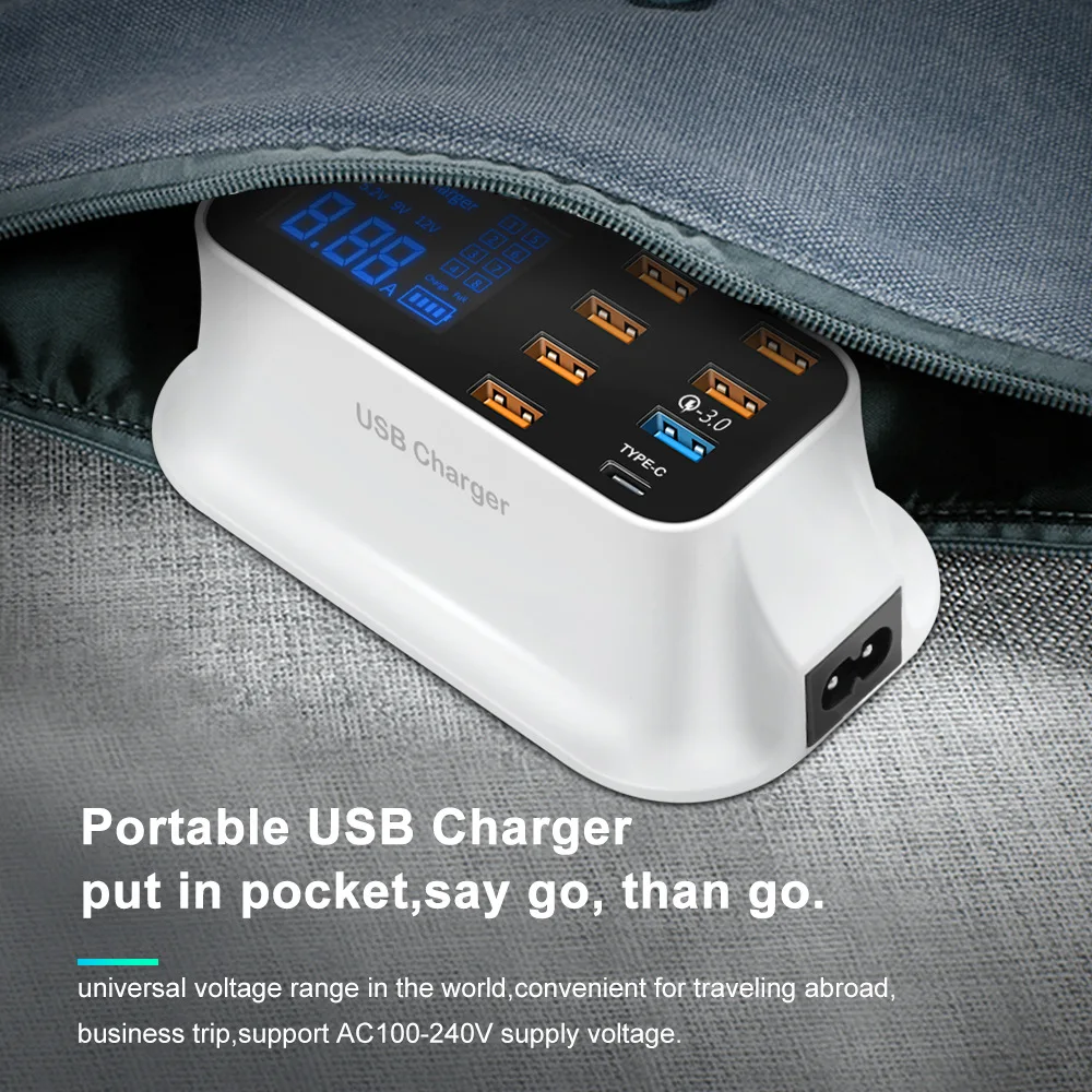 Настольная зарядная станция Fanshu с 8 USB портами и светодиодным дисплеем 3 0|Зарядные