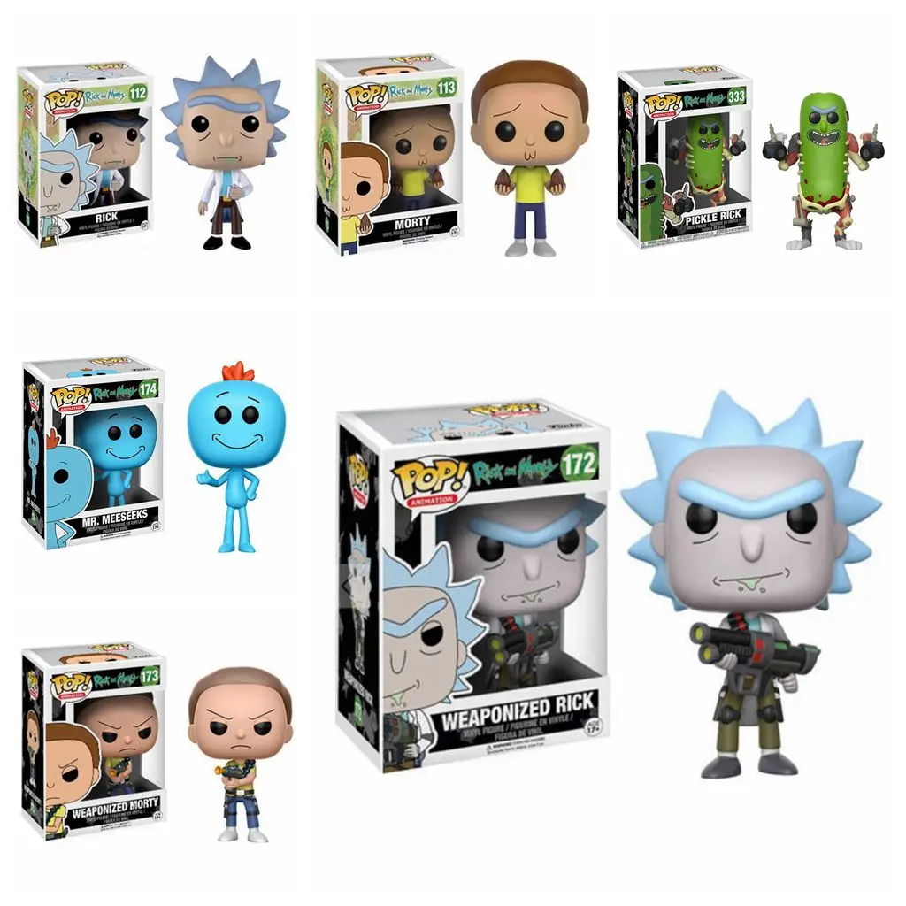 

Pop Rick and Morty 10cm PVC Action Figure Weaponized Rick and Morty Pickle Rick with Laser MR. Meeseeks Collectible Model Toys