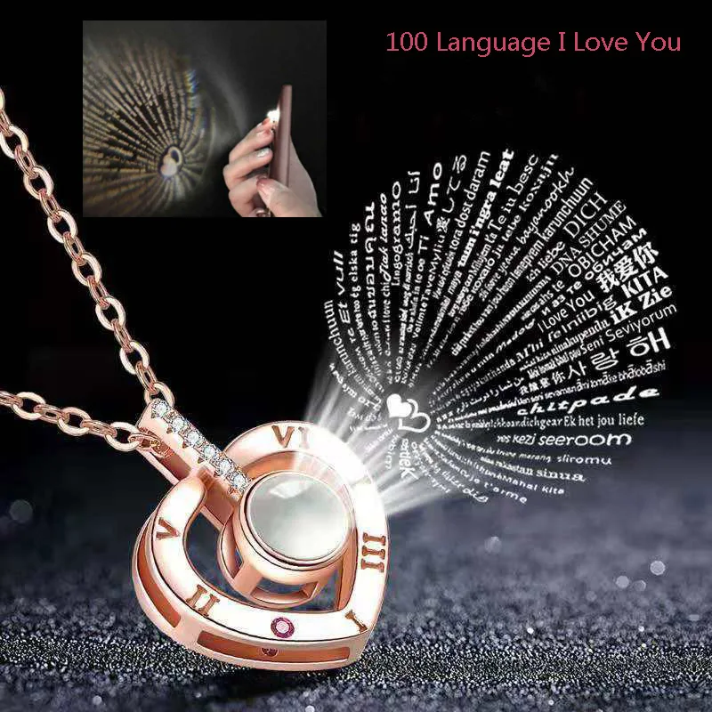 Beautiful nine high gift box soap bubble roses with 100 languages I love you Necklace For Girlfriend Romantic Love Gift