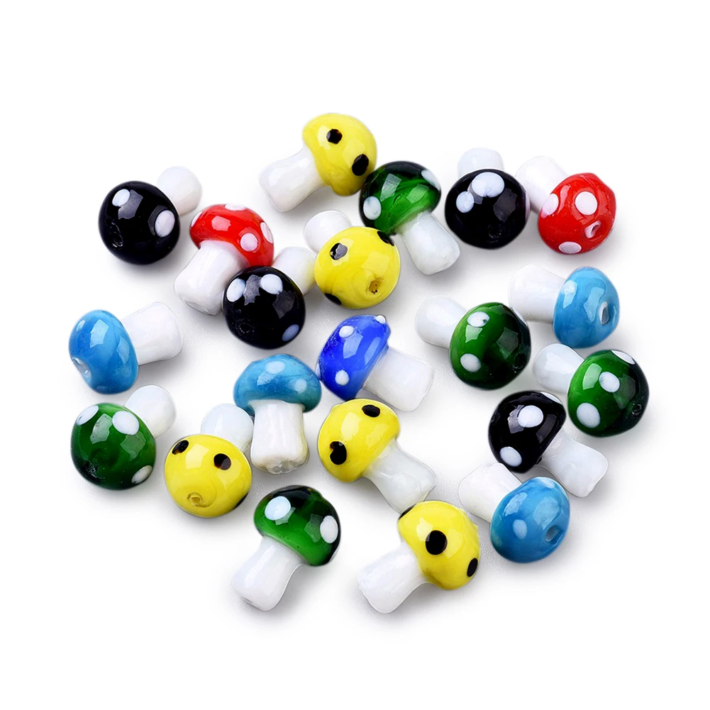 glass mushroom beads loose beads for