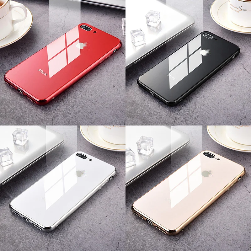 

Luxury Tempered Glass Case For Apple iphone 6 7 8 Plus X XR MAX Plating Mirror Glossy Phone Cover For iphone 11pro max