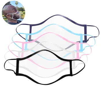 

Adult Transparent Mouth Mask Lip Language Talking Smile Face Masks Reuseable PVC Dustproof Dropletsproof Protection Face Cover