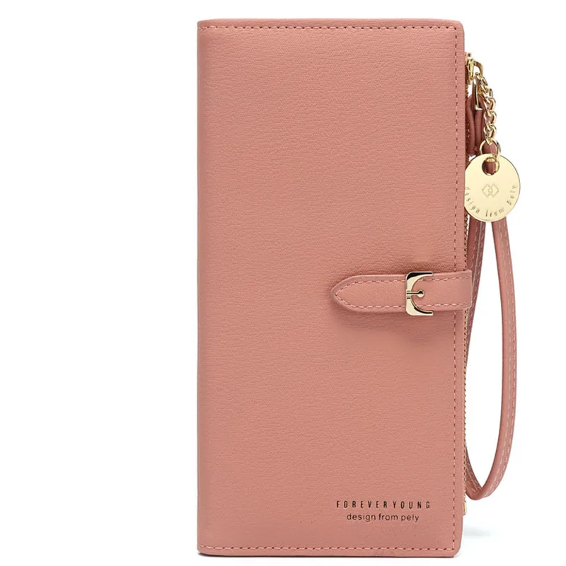ELVASEK New Women's Wallet Fashion Solid Color Mobile Phone Bag Long Zipper Large Capacity Clutch