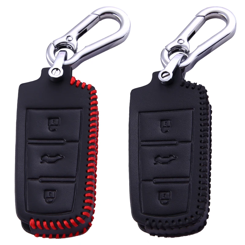 

Car folding key Red line Leather Case X-Ray XRay Remote Key Fob Cover Protect Set for Volkswagen Car Accessories