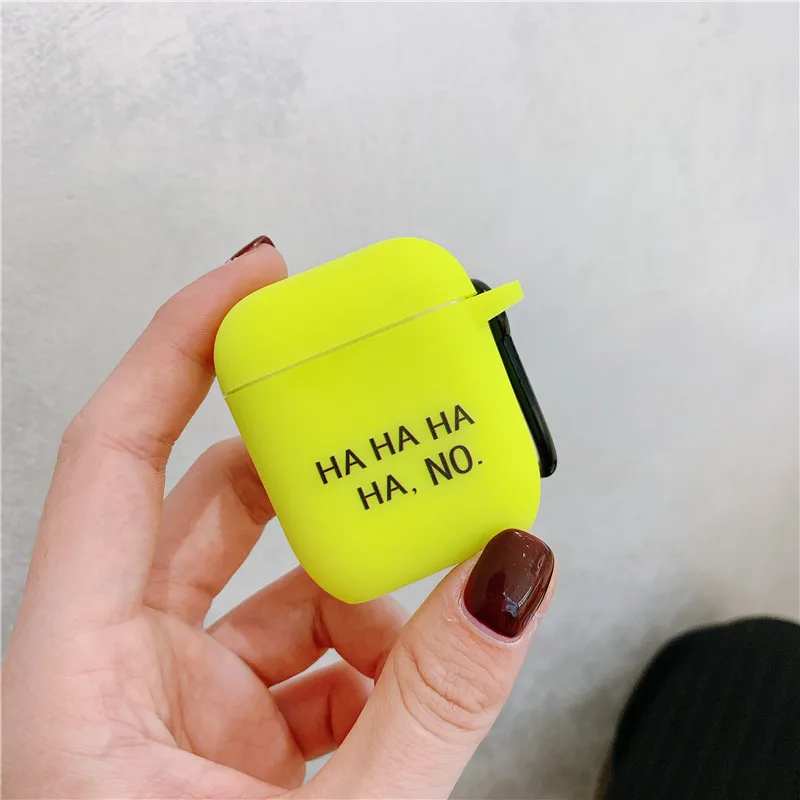 style 7 Модный флуоресцентный цветной простой чехол с надписью для Airpods, милый мультяшный bluetooth-наушник, защитный чехол для Airpod 2, мягкий чехол - Цвет: style 7