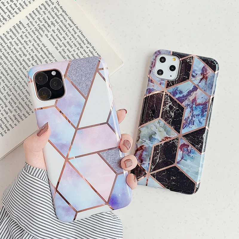 Для iPhone 11 Pro Max 11Pro XS XR X 8 7 6S 6 Plus чехол Сетка мраморный узор IMD Противоударная задняя