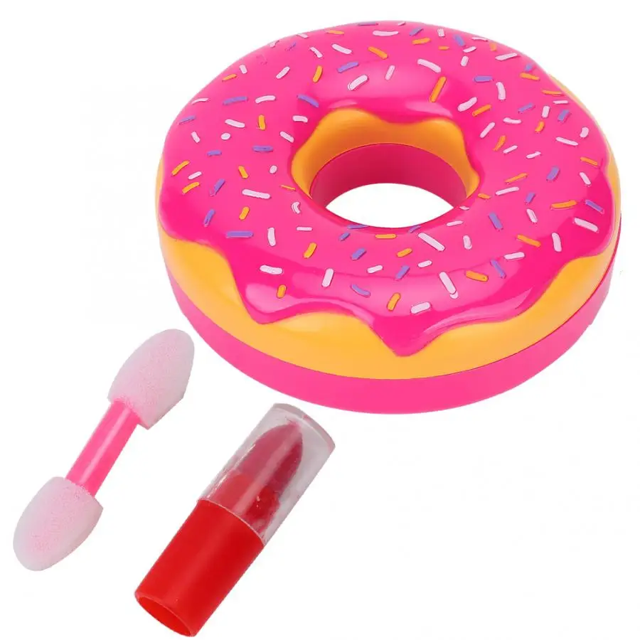 Children Girls Makeup Box Toy Doughnut Shape Makeup Box Interactive Toy Beauty Tools Toy for Children Girls