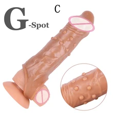  Realistic Condoms For Men Reusable Penis Sleeve For Male Extender Dildo Enhancer Enlargement Condom Male Cock Sex Toys 