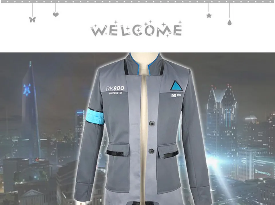 Игра Детройт: стать человеком Коннор Косплей Костюм RK800 Униформа агента Хэллоуин мужское плотное серое пальто