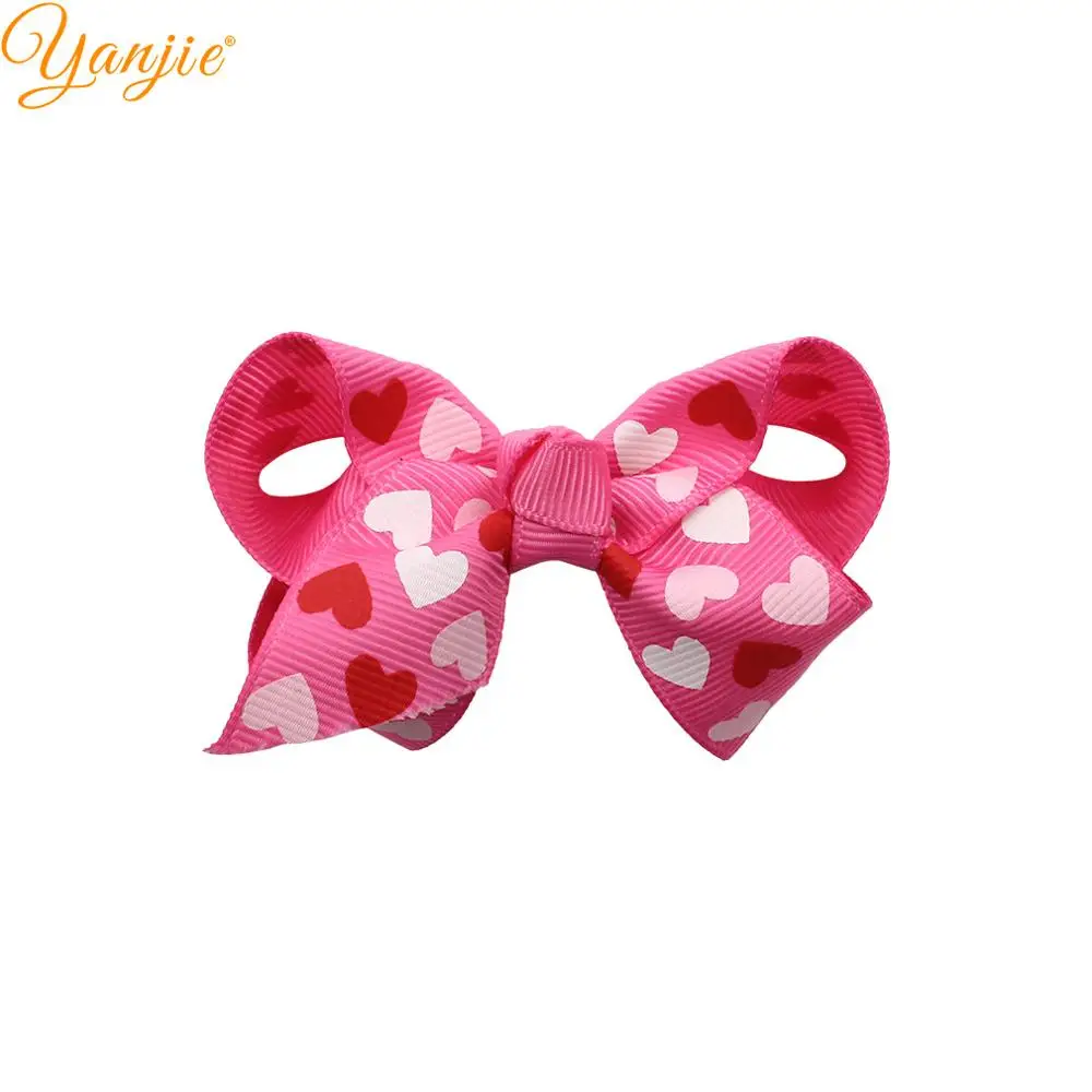 pink 20 шт./лот 3 ''розовый/красный сердце корсажная бант девушки подарок на день Святого Валентина DIY Детские бантики для волос заколка аксессуары для волос головной убор - Цвет: pink