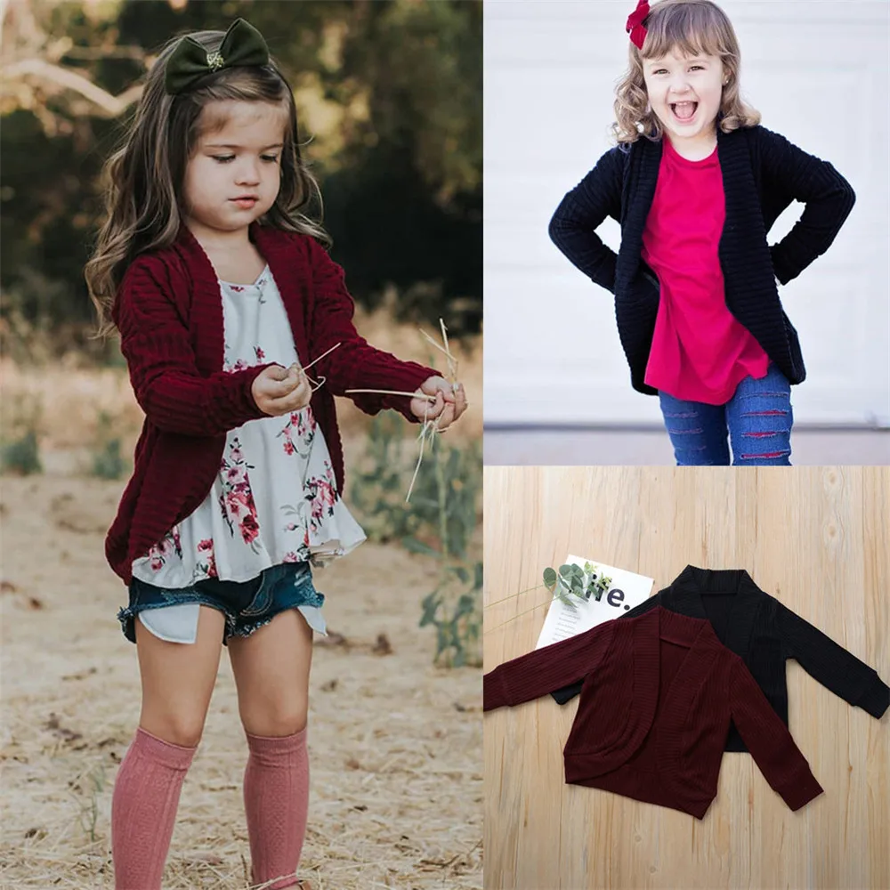 Осенне-зимний вязаный кардиган; свитер; Одежда для маленьких детей; Однотонный свитер; вязаное теплое пальто; хлопковый свитер; Детский кардиган