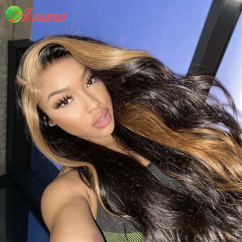 30 Inches Highlight Wig Blonde Colored Human Hair Wigs For Women Ombre Body Wave Lace Front Wig 13x6  Lace Front Human Hair Wigs