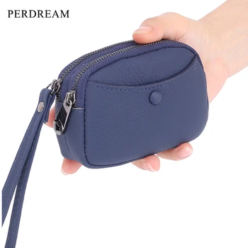 

Hanging wrist bag female coin purse leather Korean version small hand bag simple mini double multi-functional bag