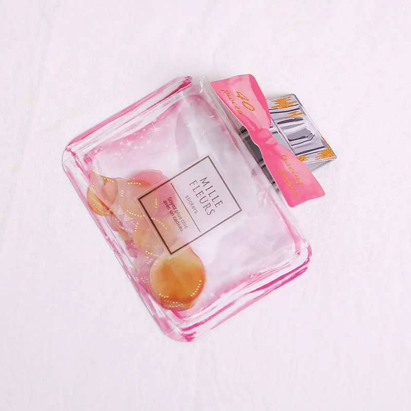 pink 40 шт./пакет цветные наклейки креативный Парфюм Бутылка наклейка с изображением лепестков сумка Украшение чашки Наклейки Листы этикетки заметки почтовые принадлежности - Цвет: pink