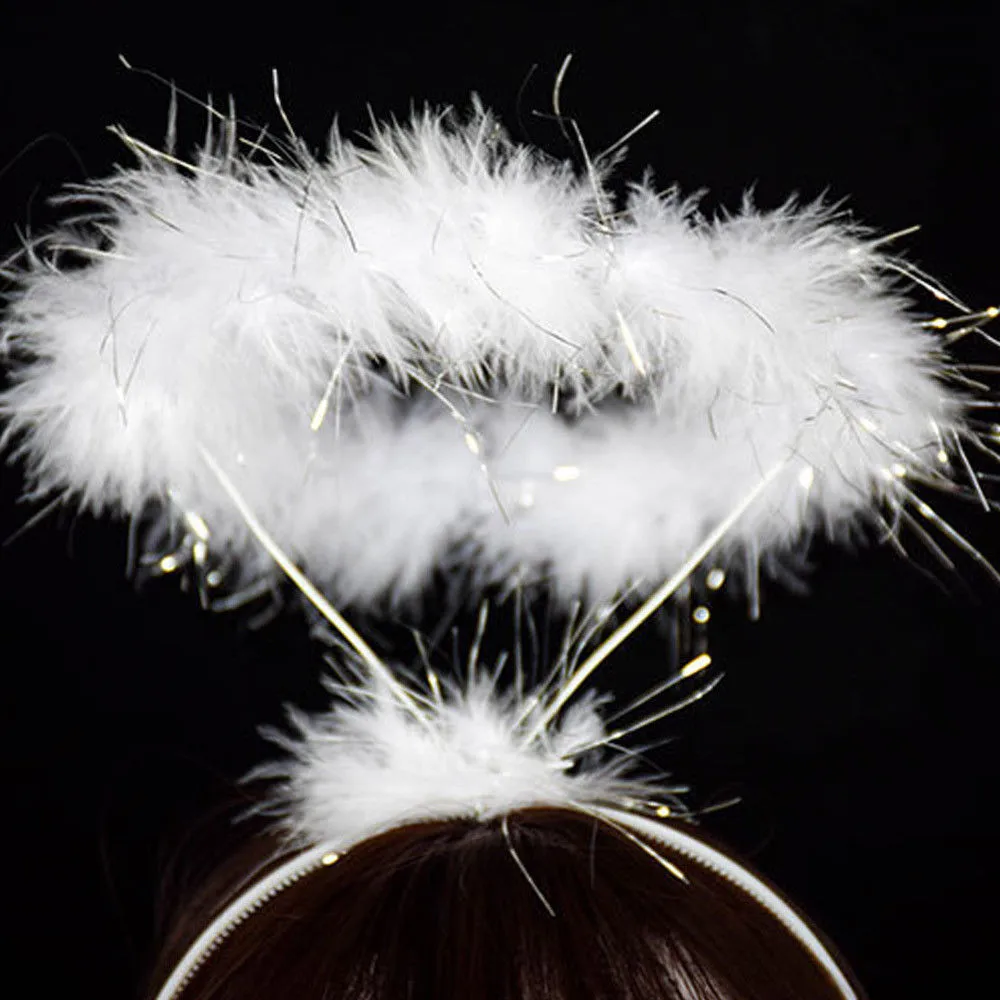 Стильный Пушистый ореол ангельская головная повязка Феи нарядное платье ободок для вечеринки перьевое кольцо чистый КОСТЮМ ДЕВИЧНИК Вечерние