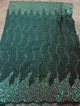 

GREEN 3D flower swiss lace fabric african lace fabric Gleamy Sequins swiss voile lace in switzerland 5yards nigerian lace fabric