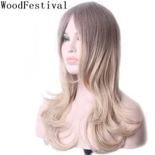 WoodFestival женский синтетический парик термостойкие длинные волнистые косплей парики с челкой