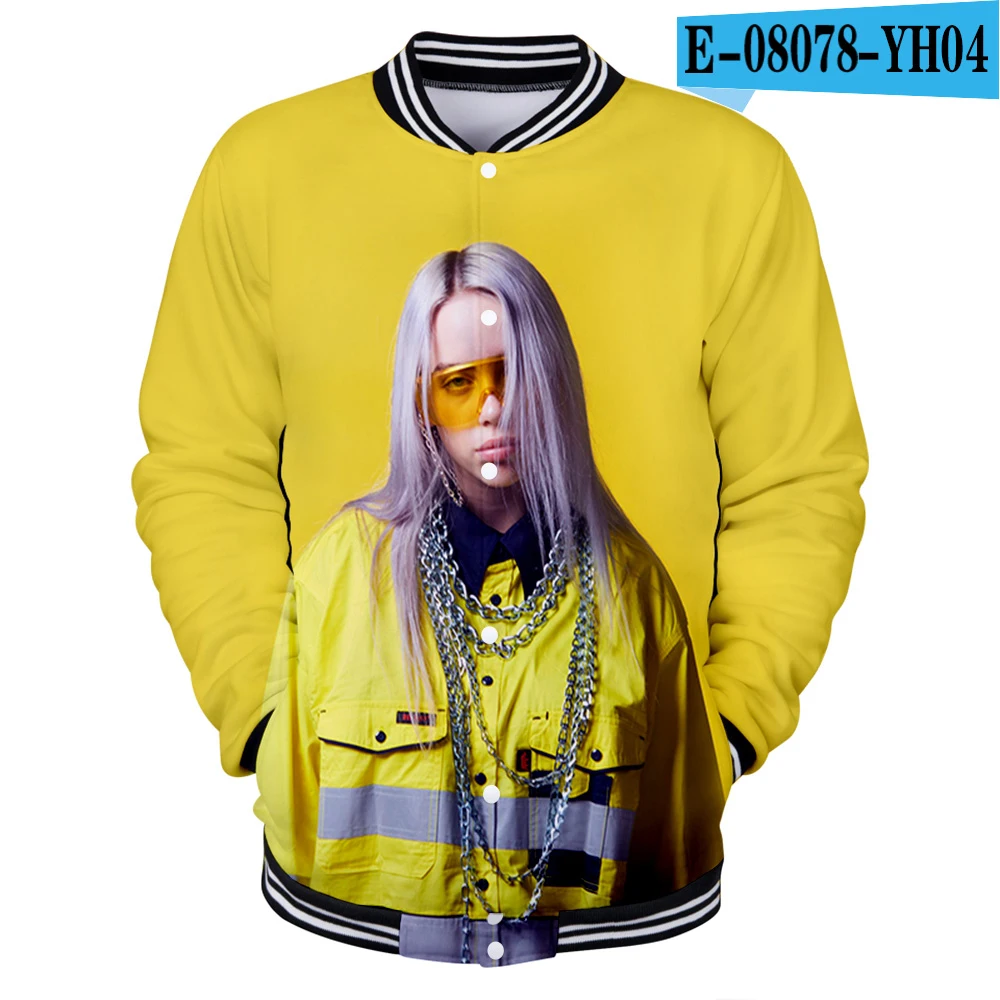 3D Осенняя мода для девочек 3D бейсбольная куртка billie eilish Женская/мужская бейсбольная форма хип-хоп Harajuku однобортная спортивная одежда - Цвет: 3D