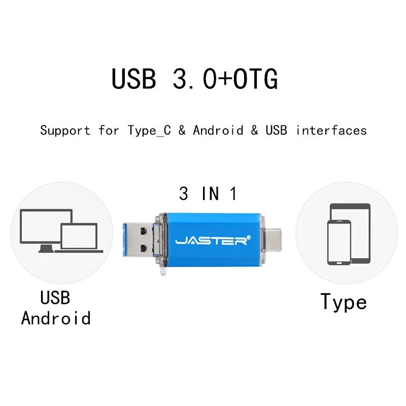 JASTER usb3.0 3 в 1 цветной OTG USB флэш-накопитель 16 ГБ 32 ГБ Флешка 4 Гб 6 ГБ 64 Гб U диск USB флэш-накопитель для ПК/Android телефона