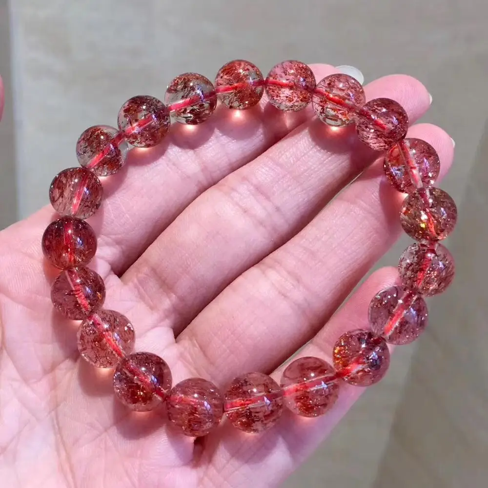 Топ 10 мм натуральный Lepidocrocite Rutilated браслет для женщин леди супер семь мелодий Кристалл стрейч круглые бусины ювелирные изделия AAAAAA