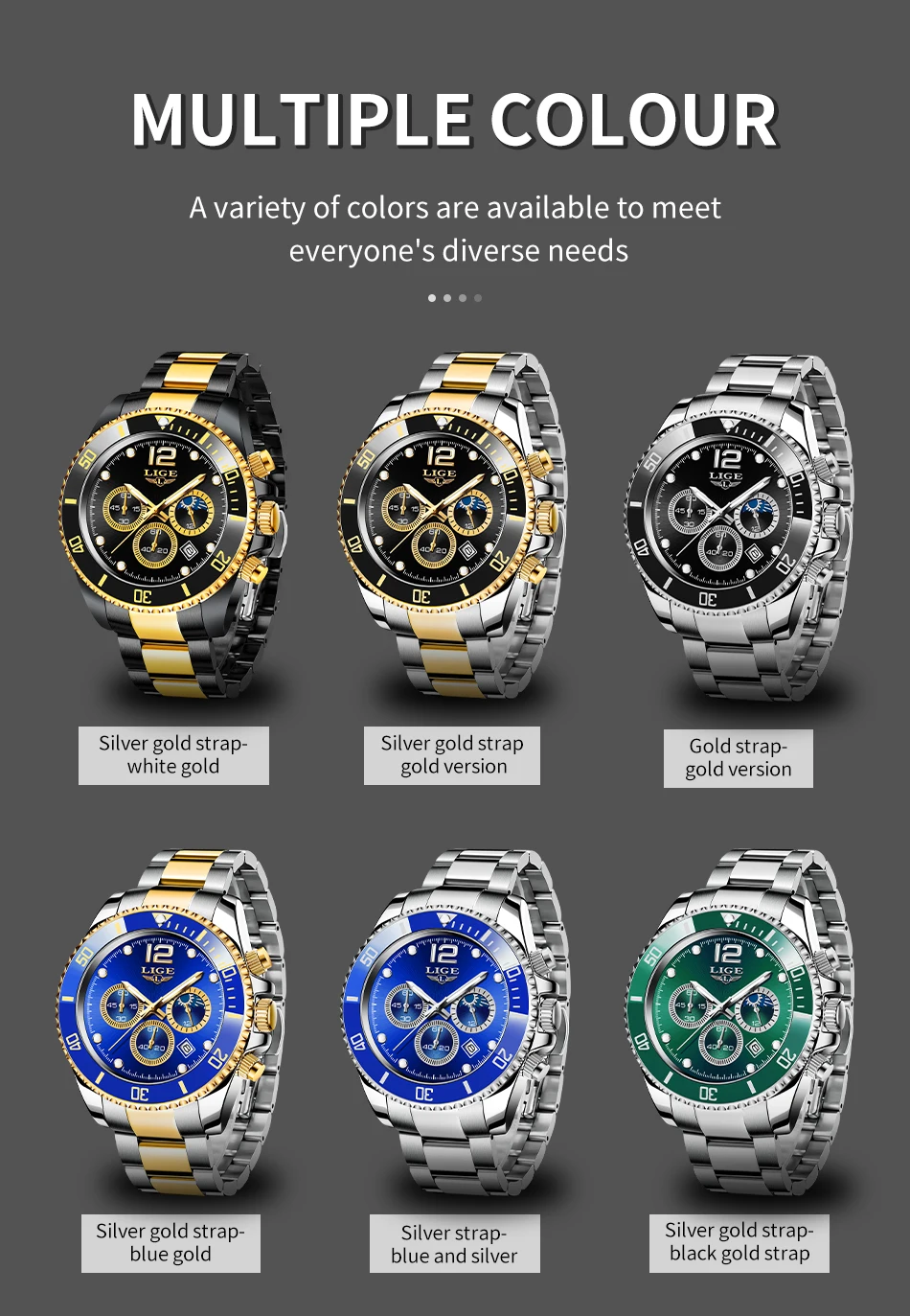 Orologio in oro nero di moda Orologio al quarzo impermeabile in acciaio inossidabile di lusso di marca superiore Orologio da polso cronografo sportivo da uomo Ma_voghion.com